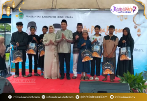 Buka Puasa Bersama di Rujab, Ketua PKK Luwu Utara Serahkan 1000 Paket Sembako kepada Anak Yatim
