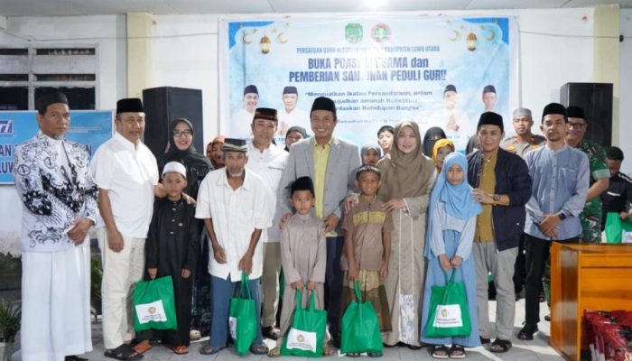 Bupati Luwu Utara Hadiri Buka Puasa Bersama PGRI, Serahkan Santunan Peduli Guru