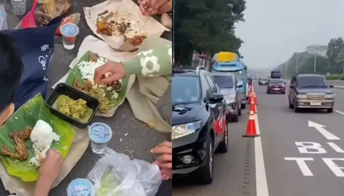 Viral Pemudik Makan di Bahu Tol Cipali Ditegur Polisi, Diingatkan Bahaya Bus Oleng dan Risiko Kecelakaan
