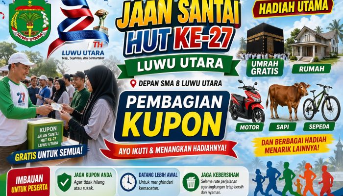 Dari Rumah hingga Umrah: Jalan Santai HUT ke-27 Luwu Utara Diprediksi Membludak, Ini Teknis Pembagian Kuponnya